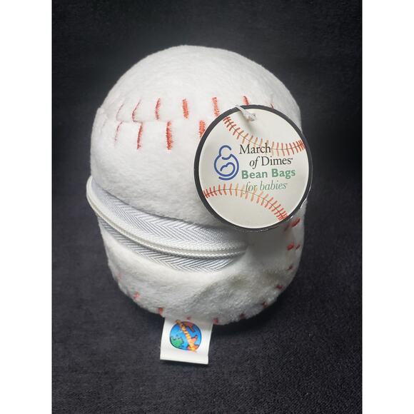 March of Dimes Bean Bags for Babies 2 in 1 Baseball Stuffed Brown Teddy Bear - Picture 6 of 13